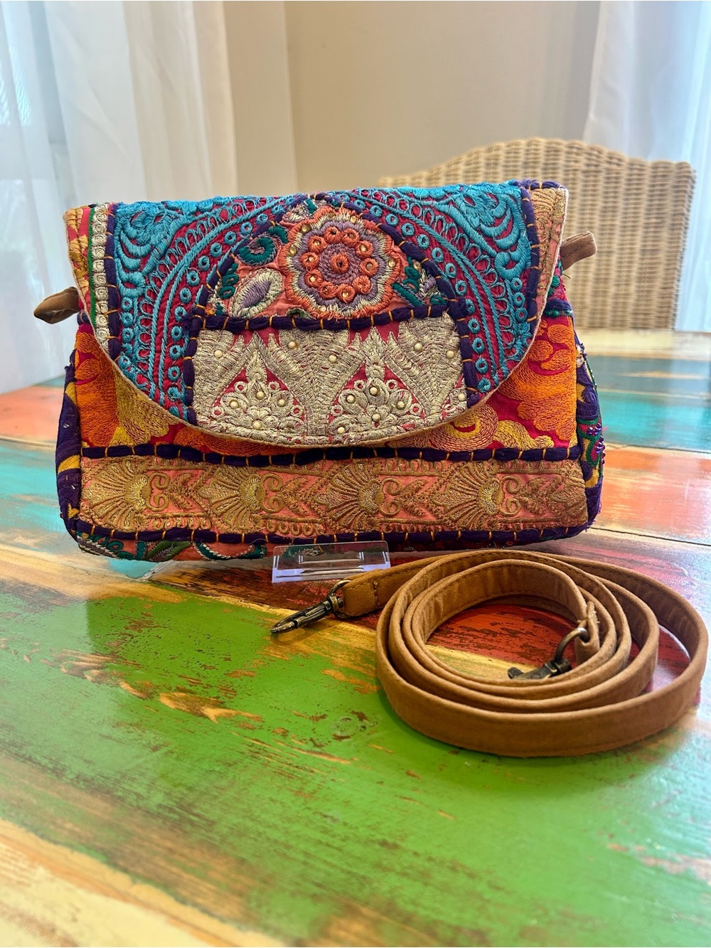 Colorful Banjara Patchwork Convertible Clutch Crossbody Boho Festival Bag